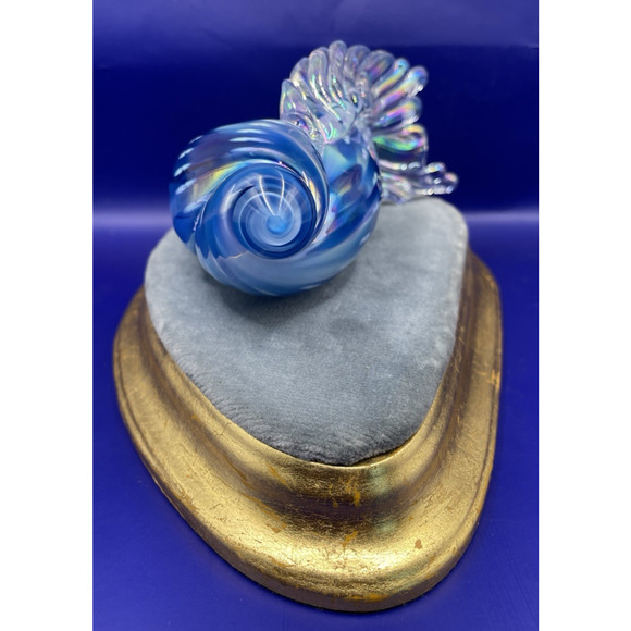 Iridescent Kevin Fulton Studio Art Glass Sea Shell Ocean Blue color-Signed - Picture 7 of 15